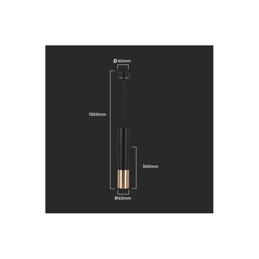 Chandelier on a string 1xGU10/35W/230V 30 cm black/gold