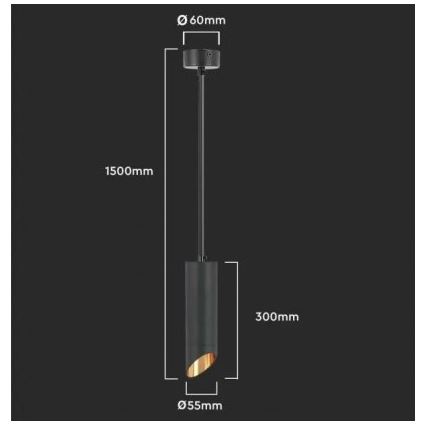 Chandelier on a string 1xGU10/35W/230V 30 cm black