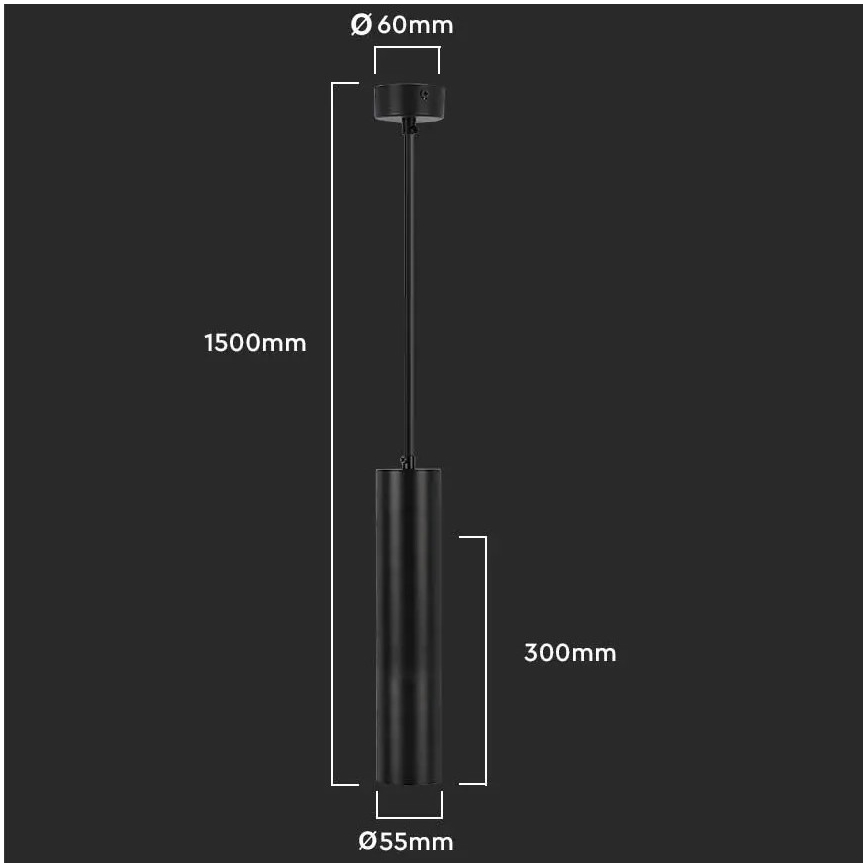 Chandelier on a string 1xGU10/35W/230V 30 cm black
