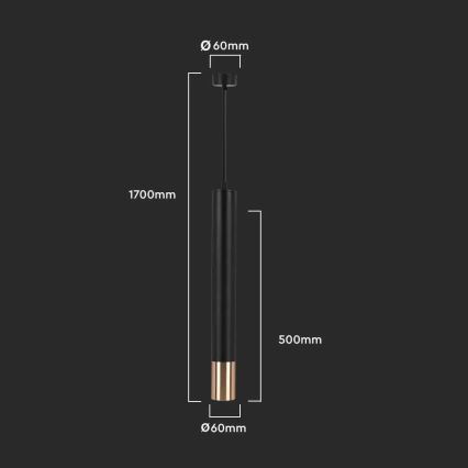 Chandelier on a string 1xGU10/35W/230V 50 cm black/gold