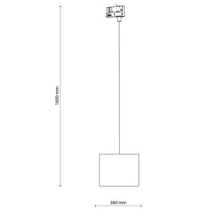 Chandelier on a string for 3-phase rail system TRACER 1xE27/15W/230V d. 20 cm black