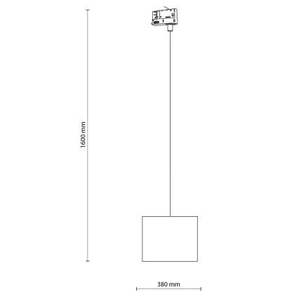 Chandelier on a string for 3-phase rail system TRACER 1xE27/15W/230V d. 20 cm black/white