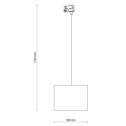 Chandelier on a string for 3-phase rail system TRACER 1xE27/15W/230V d. 38 cm black/white