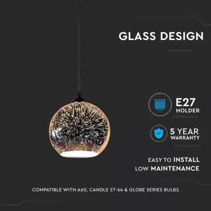 Chandelier on a string 3D 1xE27/60W/230V