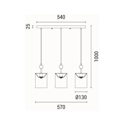 Chandelier on a string 3xE14/15W/230V