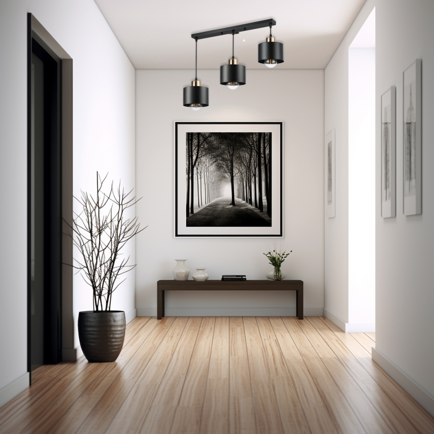 Chandelier on a string 3xE27/35W/230V black/gold