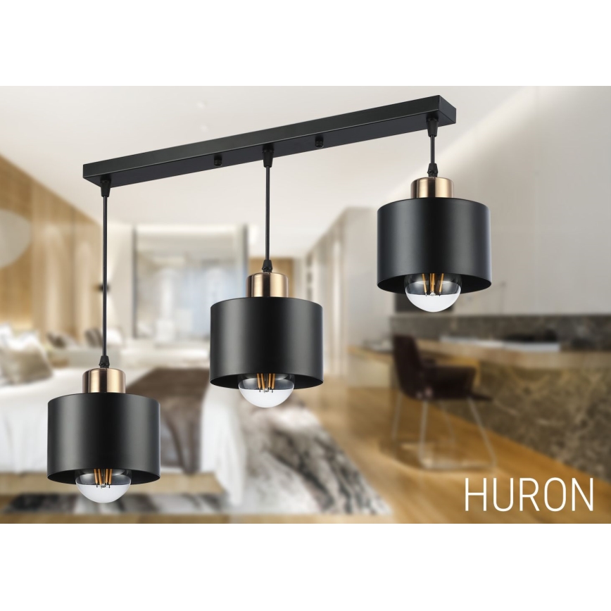 Chandelier on a string 3xE27/35W/230V black/gold