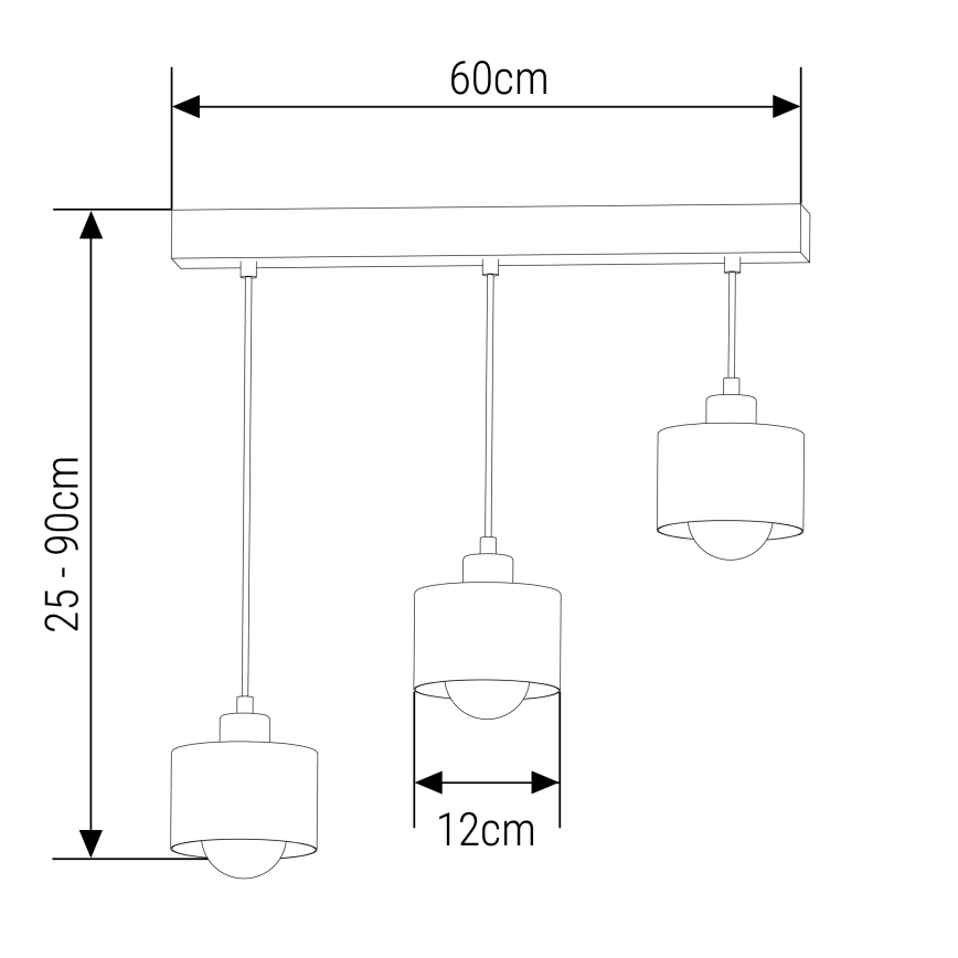 Chandelier on a string 3xE27/35W/230V black