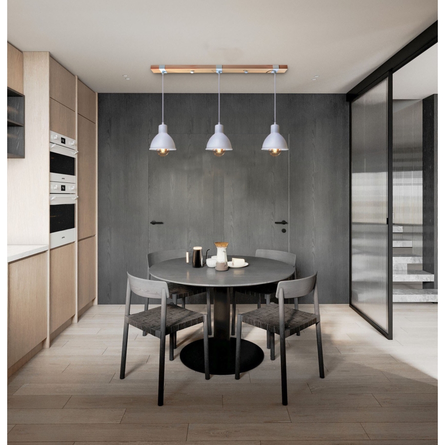 Chandelier on a string 3xE27/40W/230V beech/white