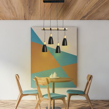 Chandelier on a string 4xE27/60W/230V black