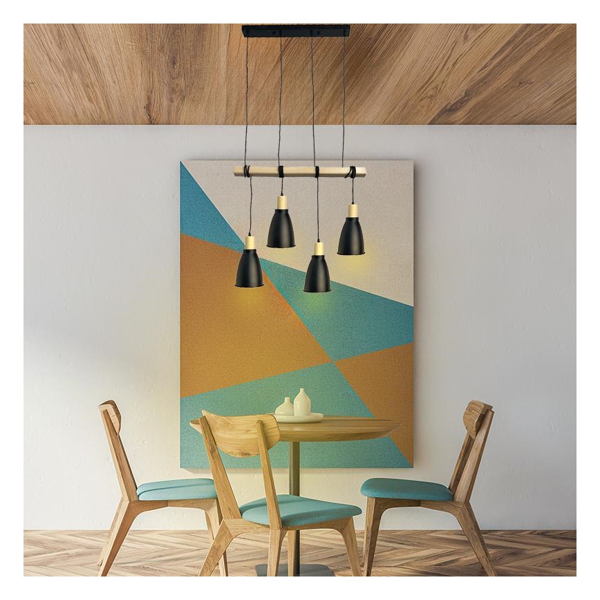 Chandelier on a string 4xE27/60W/230V black