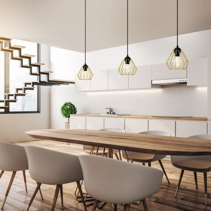 Chandelier on a string AGAT 1xE27/15W/230V gold/black