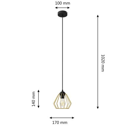 Chandelier on a string AGAT 1xE27/15W/230V gold/black