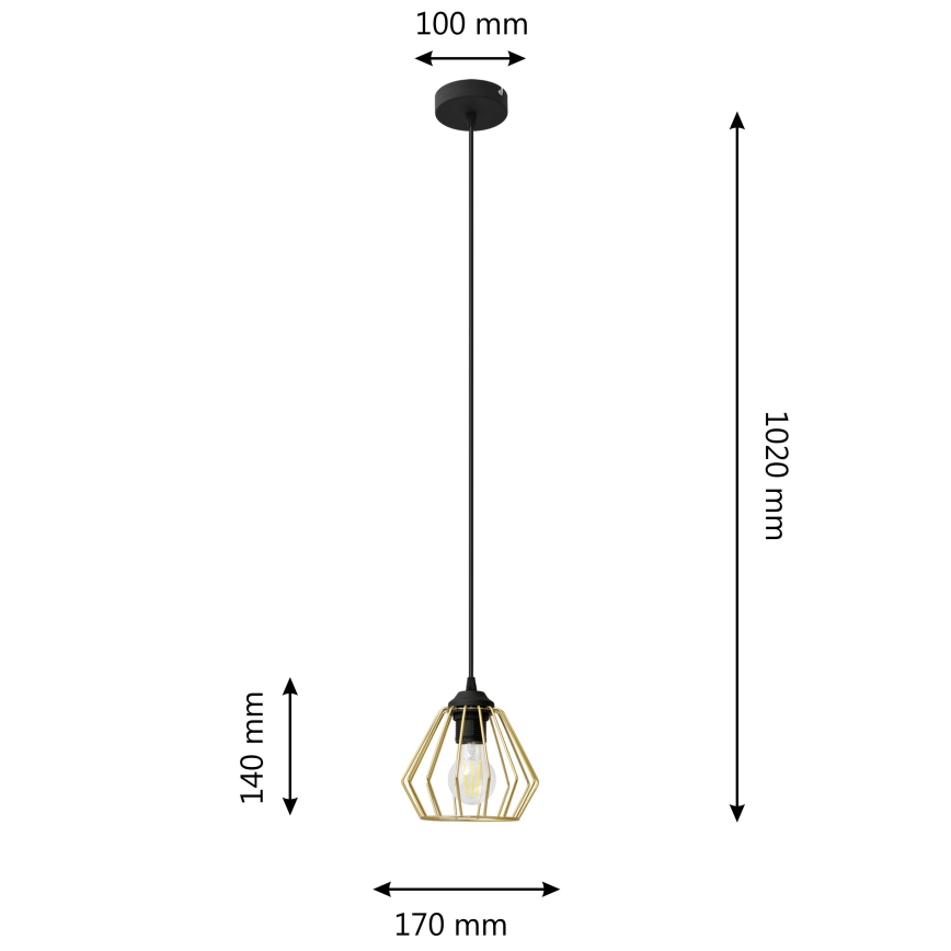 Chandelier on a string AGAT 1xE27/15W/230V gold/black