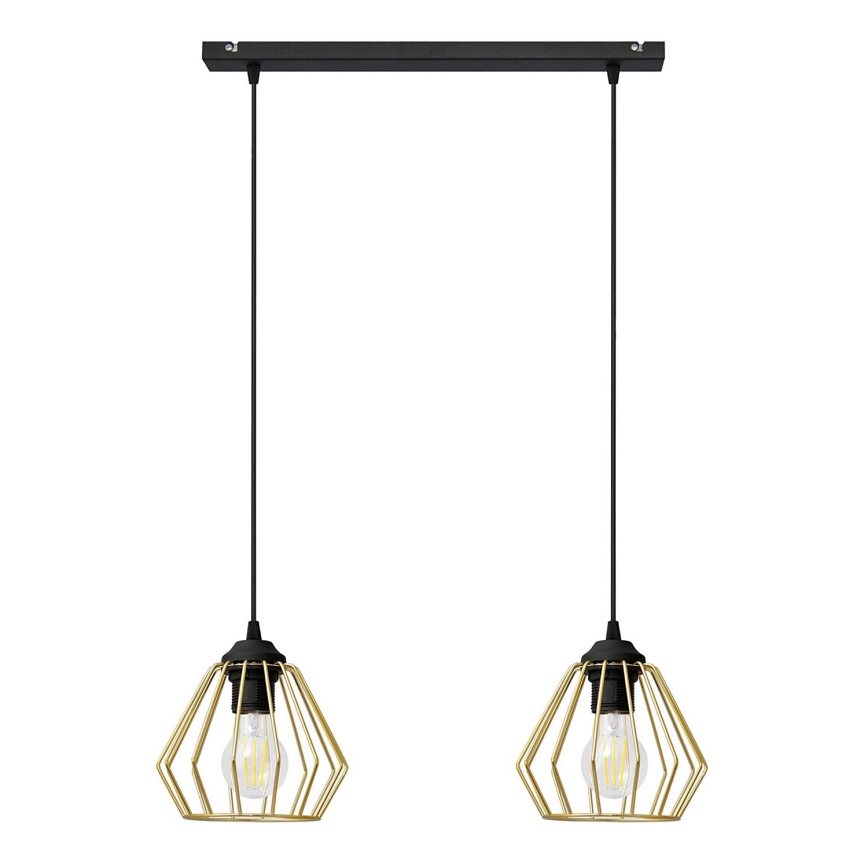 Chandelier on a string AGAT 2xE27/15W/230V gold/black