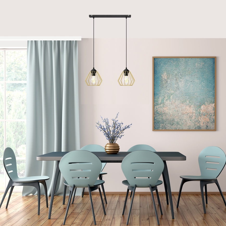 Chandelier on a string AGAT 2xE27/15W/230V gold/black