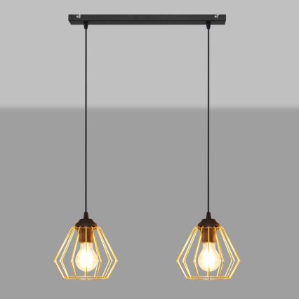 Chandelier on a string AGAT 2xE27/15W/230V gold/black