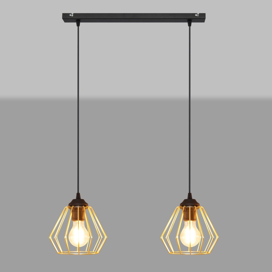 Chandelier on a string AGAT 2xE27/15W/230V gold/black