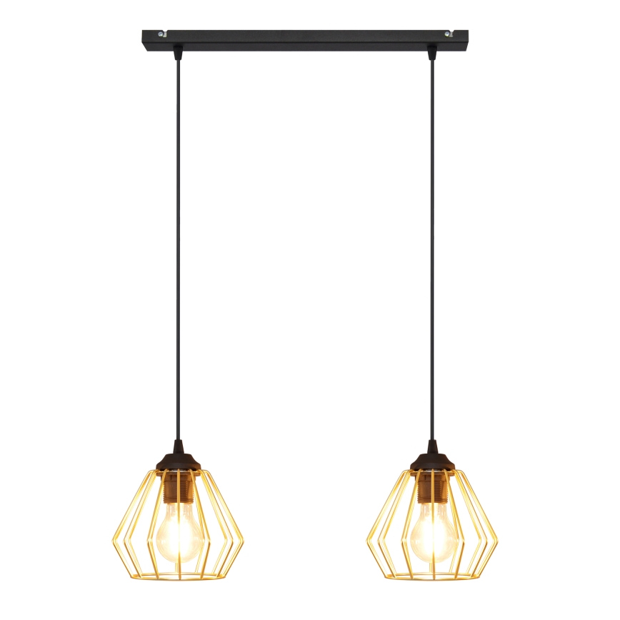 Chandelier on a string AGAT 2xE27/15W/230V gold/black