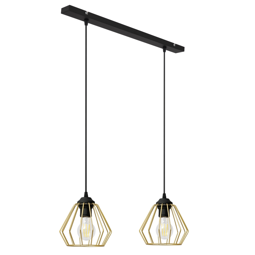 Chandelier on a string AGAT 2xE27/15W/230V gold/black