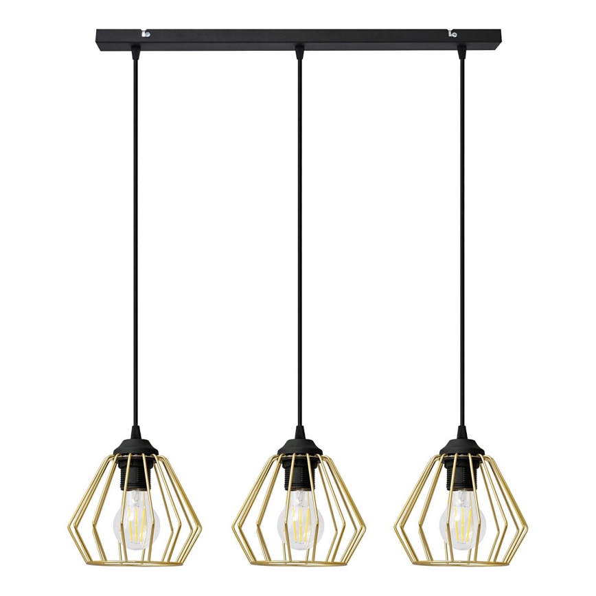 Chandelier on a string AGAT 3xE27/15W/230V gold/black