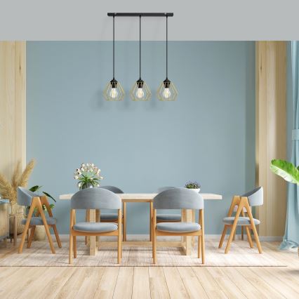 Chandelier on a string AGAT 3xE27/15W/230V gold/black