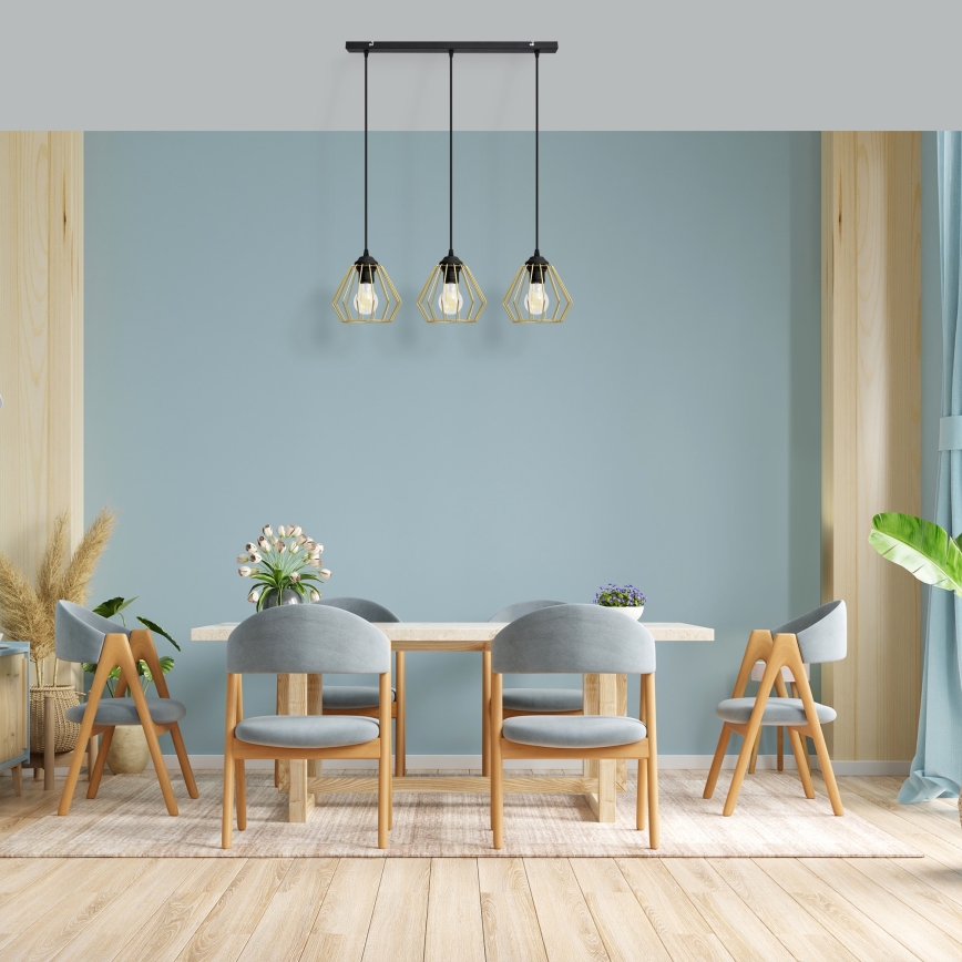 Chandelier on a string AGAT 3xE27/15W/230V gold/black