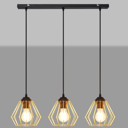 Chandelier on a string AGAT 3xE27/15W/230V gold/black