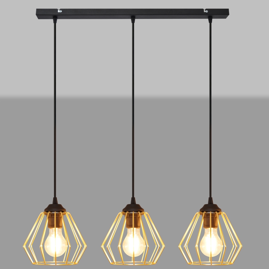 Chandelier on a string AGAT 3xE27/15W/230V gold/black