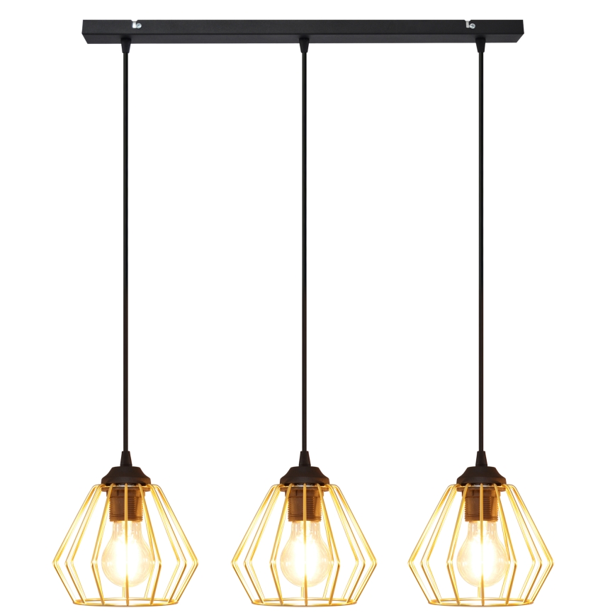 Chandelier on a string AGAT 3xE27/15W/230V gold/black