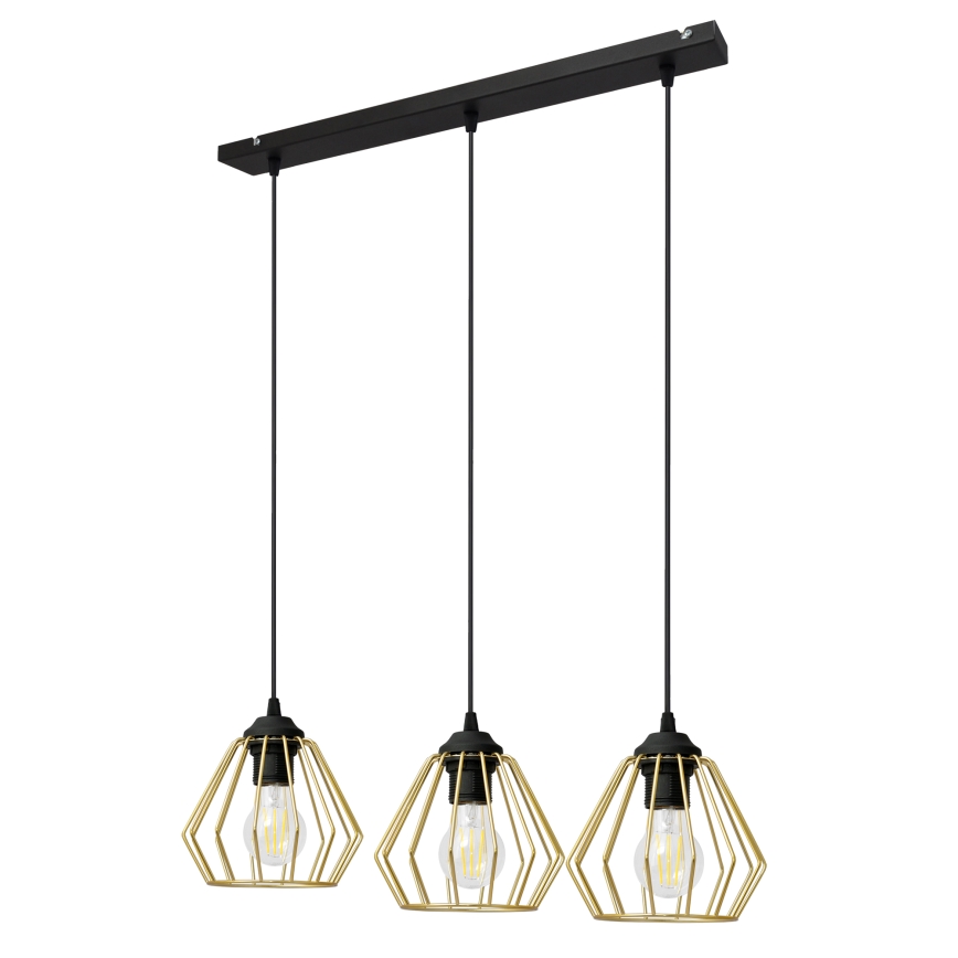 Chandelier on a string AGAT 3xE27/15W/230V gold/black