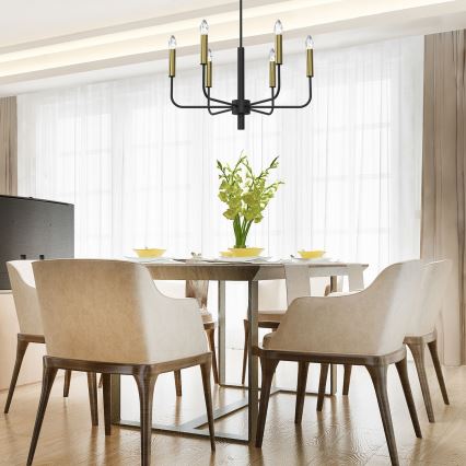 Chandelier on a string AKASYA 8xE14/15W/230V black/gold