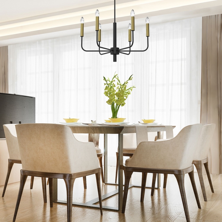 Chandelier on a string AKASYA 8xE14/15W/230V black/gold