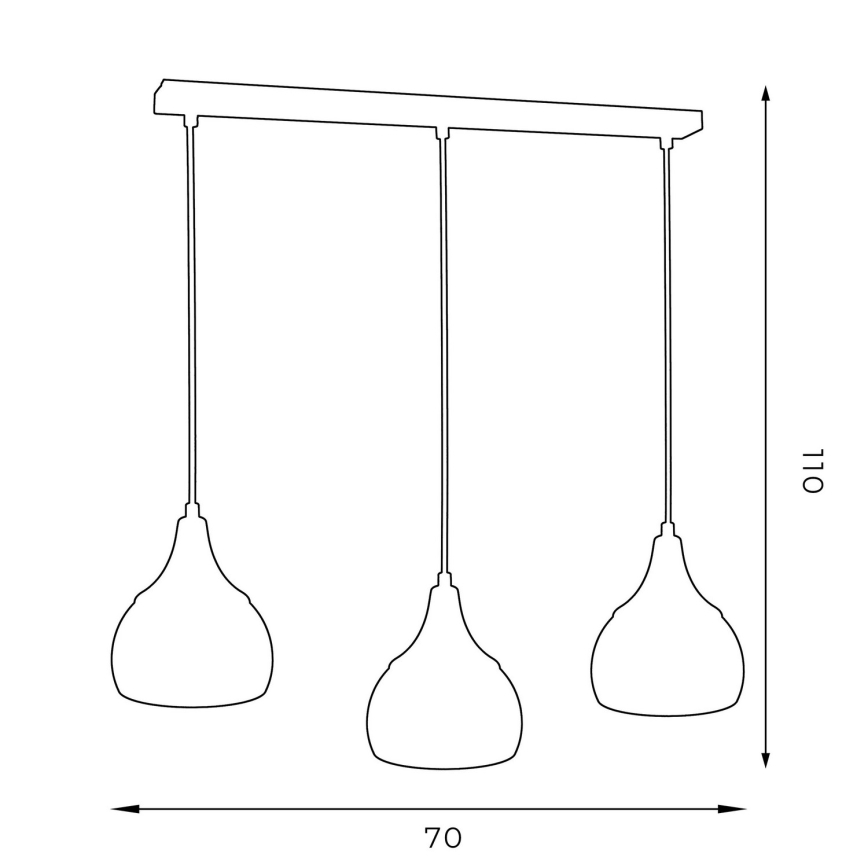 Chandelier on a string AKTAN 3xE27/60W/230V black