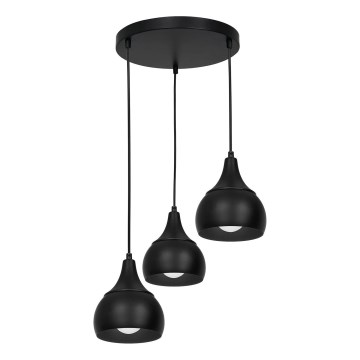 Chandelier on a string AKTAN 3xE27/60W/230V black round
