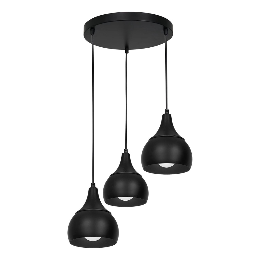 Chandelier on a string AKTAN 3xE27/60W/230V black round