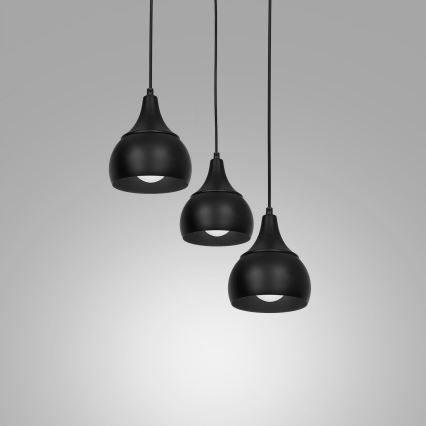 Chandelier on a string AKTAN 3xE27/60W/230V black round