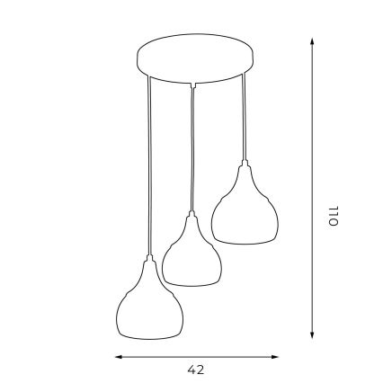 Chandelier on a string AKTAN 3xE27/60W/230V black round