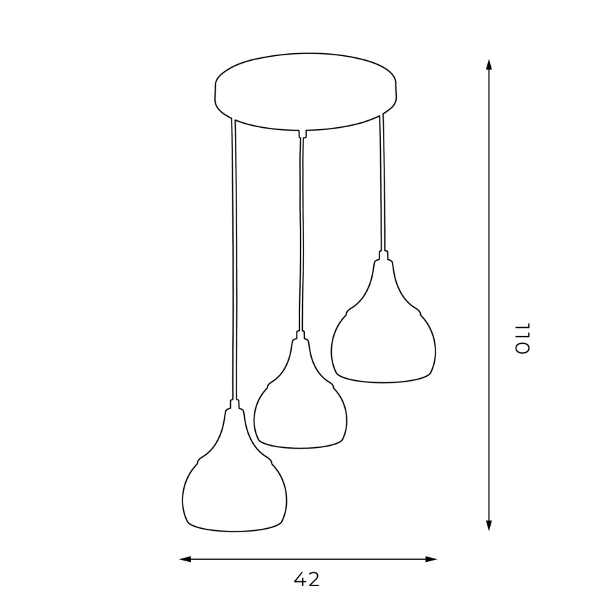 Chandelier on a string AKTAN 3xE27/60W/230V black round