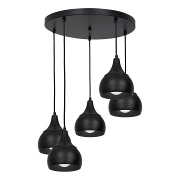 Chandelier on a string AKTAN 5xE27/60W/230V black round