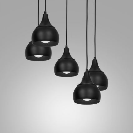 Chandelier on a string AKTAN 5xE27/60W/230V black round