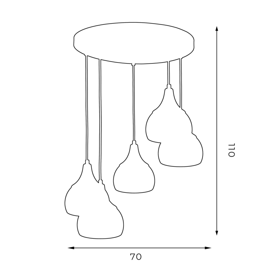 Chandelier on a string AKTAN 5xE27/60W/230V black round