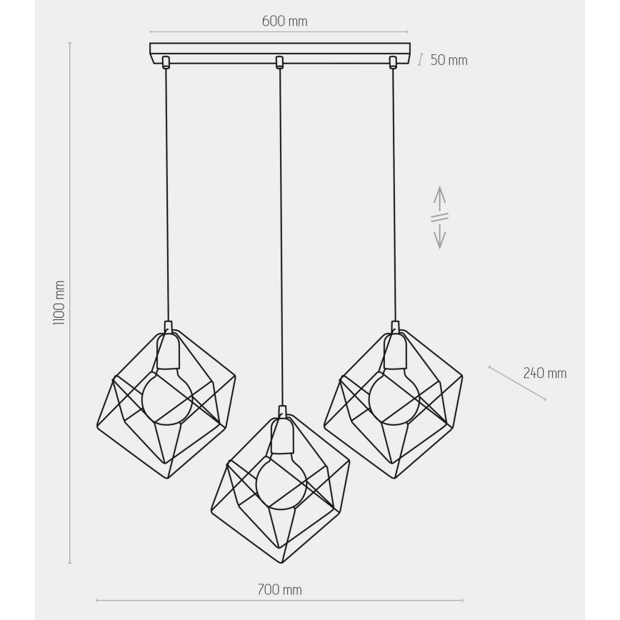 Chandelier on a string ALAMBRE 3xE27/60W/230V