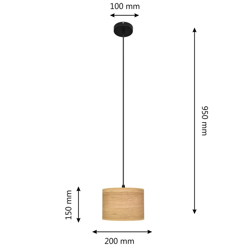 Chandelier on a string ALBA 1xE27/15W/230V d. 20 cm brown/black