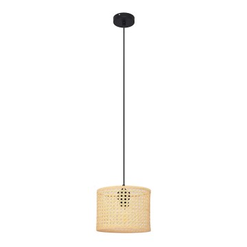 Chandelier on a string ALBA 1xE27/15W/230V d. 20 cm rattan/black