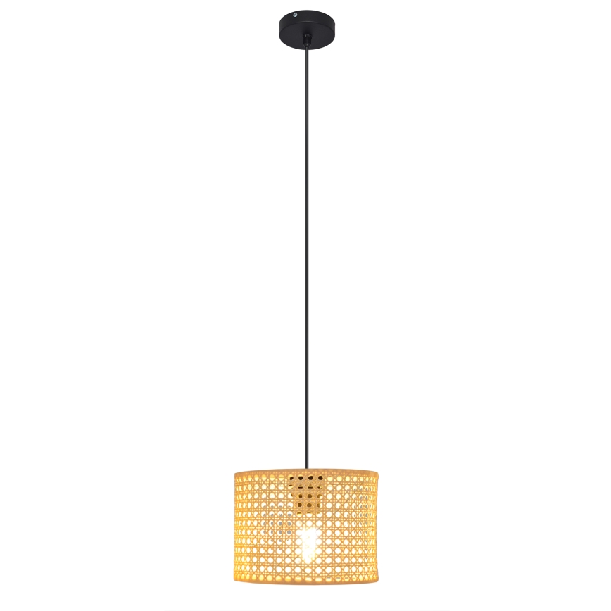 Chandelier on a string ALBA 1xE27/15W/230V d. 20 cm rattan/black