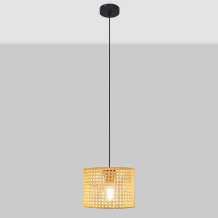 Chandelier on a string ALBA 1xE27/15W/230V d. 20 cm rattan/black