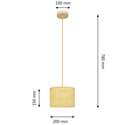 Chandelier on a string ALBA 1xE27/15W/230V d. 20 cm rattan