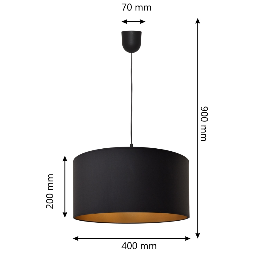 Chandelier on a string ALBA 1xE27/15W/230V d. 40 cm black/gold