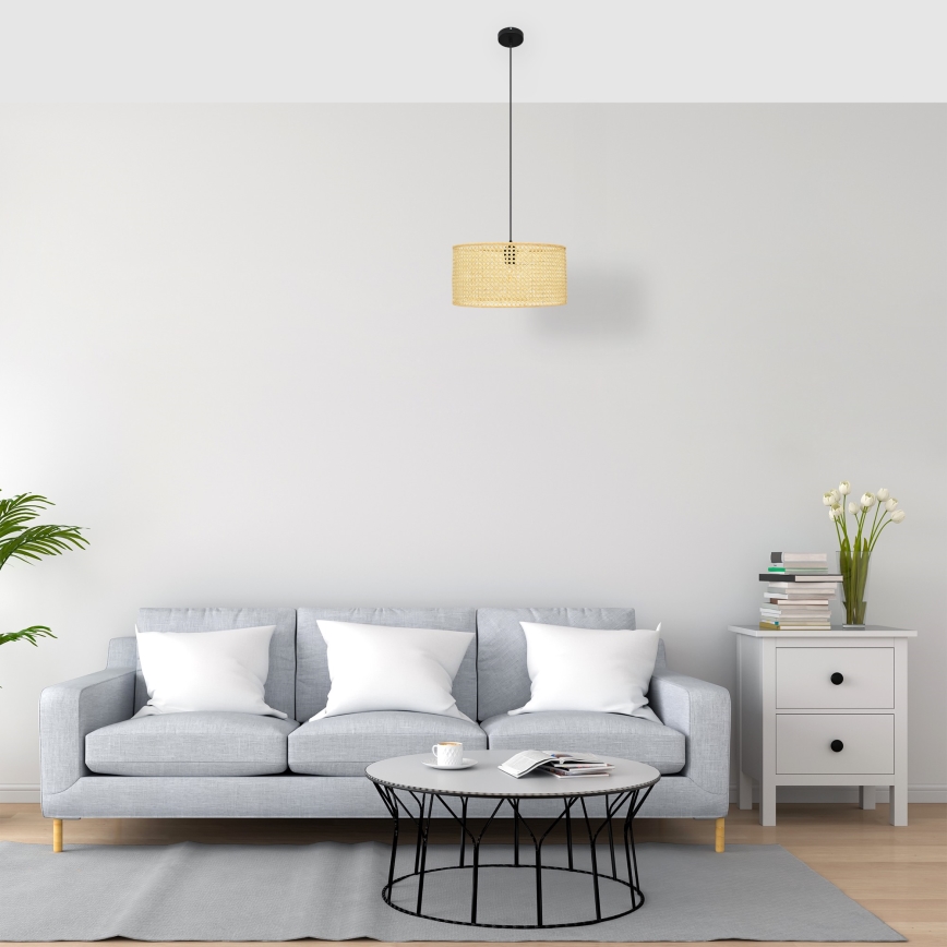 Chandelier on a string ALBA 1xE27/15W/230V d. 40 cm rattan/black